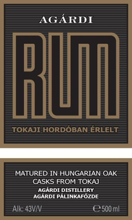 agÁrdi rum tokaji hordÓban Érlelt matured in hungarian oak casks from tokaj agÁrdi distillery agÁrdi pÁlinkafozde alk: 43v/v e 500 ml