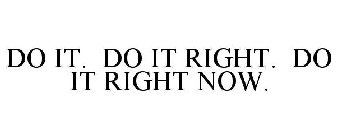 do it. do it right. do it right now.