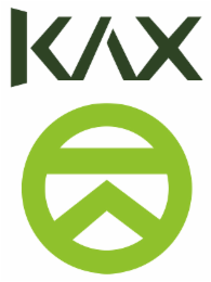 letters spell kax, symbol of letter k facing down inside a circle