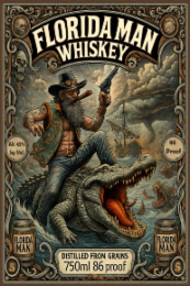 florida man whiskey distilled from grains 750ml 86 proof alc 43% by vol 86 proof florida man florida man