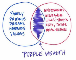 family friends dreams hobbies values investments insurance wills & trusts 401k, taxes real estate purple wealth
