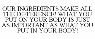 our ingredients make all the difference! what you put on your body is just as important as what you put in your body!
