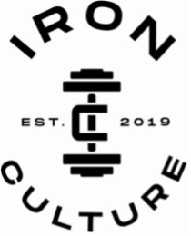 the letter "c" and the word "est." the date 2019, the word "iron", and the word "cuture".
