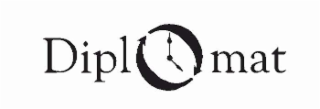 the mark consists of the word "diplomat" with the "o" being an image of two rotating arrows with two clock hands inside of it.