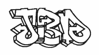 letters j b d in black outline with arrowheads. color is not claimed.