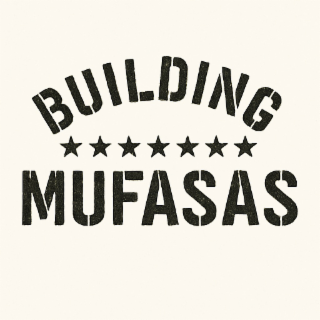 the mark consists of the name building mufasasbuilding mufasas with 7 starsbuilding mufasas with 7 stars and a lions head