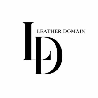 large stylised letters: "l" and "d" intertwined or overlapping. to the right of these letters, the words: "leather domain" in uppercase, plain serif font.