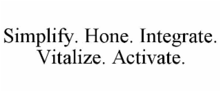 simplify. hone. integrate. vitalize. activate.