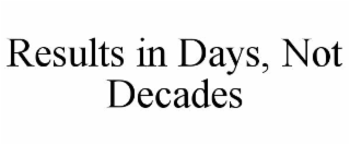 results in days, not decades
