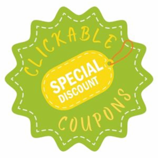 clickable coupons inside circle with special discount in the middle