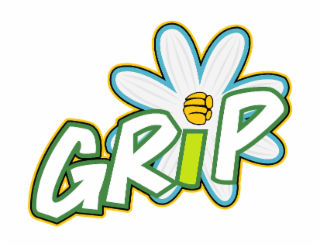 the word grip is a part of the logo design.
