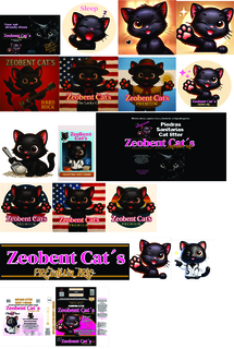 zeobent cat's, replace litter every 2 weeks, your cat already chose, elimina perfume, olores, captura virus y bacterias,  es hipoalergenico, cares about your pet and family!, zeobent cat's  hard rock,  zeobent cat's the lucky cat, premium zeobent cat's,  