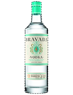 bravada pot-still distilled vodka handcrafted in small batches original caribbean style gluten free distilled & bottled in puerto rico 40% alc. vol 750ml 80 proof