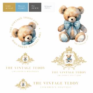golden #c5a44e the vintage teddy children's boutique  -  the vintage teddy.com, heavenly #72abc7  the vintage teddy bear bow and accents