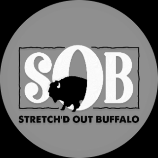 the letters "s", "o", and "b". below the letters, are the words "stretch'd out buffalo".