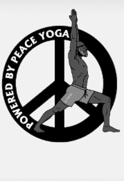 the words (powered by peace yoga) suggests that peace is both the origin and the outcome through the practice of yoga.