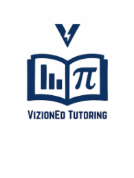 the words vizioned tutoring are below the book with the font norwester. in the top is a v with a white thunderbolt piercing through the middle of the v. in the center we have a book with on the left page we have a bar chart and on the right page we will h