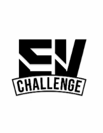 the mark consists of the stylized letters 'ev' in bold typography. the letter 'e' is formed by three horizontal bars, with the top bar diagonally segmented and connecting to the middle bar. the letter 'v' is slanted and angular, positioned adjacent to the