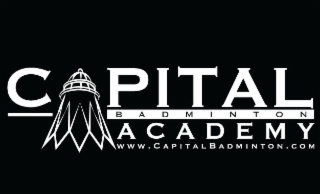 the literal element of the mark consists of c(inverted shuttlecock)pital badminton academy; www.capitalbadminton.com the color white and black is/are claimed as a feature of the mark.  the mark consists of a total of four (4) lines with the drawing of the