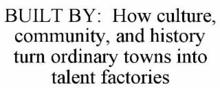 built by:  how culture, community, and history turn ordinary towns into talent factories