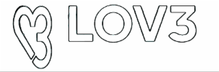 a heart symbol and the number 3 combined. the word love spelled with 3 instead of e