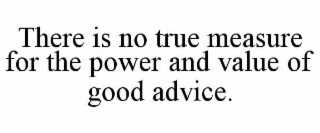 there is no true measure for the power and value of good advice.