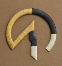 the mark consists of a stylized geometric design composed of am arc intersected by a vertical pillar-like shape. the arc forms a nearly complete semi-circle, open at the bottom right. a vertical pillar shape, featuring one angular bendat its midpoint, div