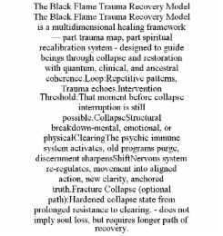 the black flame trauma recovery model the black flame trauma recovery model is a multidimensional healing framework — part trauma map, part spiritual recalibration system - designed to guide beings through collapse and restoration with quantum, clinical, 