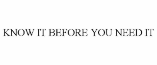 know it before you need it