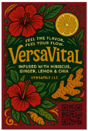 versavital fuel your flow. feel the flavor. infused with hibiscus, ginger, lemon, honey & chia versatile llc