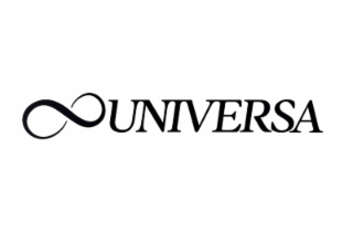 the mark consists of the infinity symbol followed by the word "universa" in stylized font.