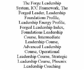 the forge leadership system, icc framework, the forged leader, leadership foundations profile, leadership energy profile, forged leadership index, foundations leadership course, intermediate leadership course, advanced leadership course, operational leade