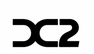 a futuristic font connecting the letters “d” and “c” with “2” all on one line