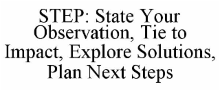 step: state your observation, tie to impact, explore solutions, plan next steps