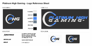 platinum high gaming - logo reference sheet logo small phg logo font airstrike regular bold #e5e4e2 #36454f #4c8bf5 #708090 #f8f8f8 #161616 aa bb cc dd ee ff gg hh ii jj kk ll mm nn 00 pp qq rr ss tt uu vv ww xx yy zz 1234567890 (!?)$[) logo full platinum