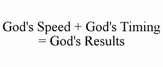 god's speed + god's timing = god's results