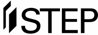 the stylized wording "step" to the right of a stylized rectangle shape with a second incomplete rectangle shape to the left of it