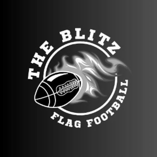 the mark consists of a stylized american football with stitching and outline, positioned in front of a stylized flame design. the football and flame are enclosed within an incomplete circular outline. the words “the blitz” appear curved above the circle a