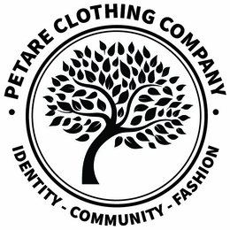 petare clothing company identity - community - fashion "two circles each side" separating the company name and the brand slogan.