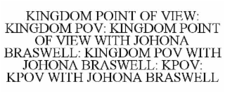 kingdom point of view: kingdom pov: kingdom point of view with johona braswell: kingdom pov with johona braswell: kpov: kpov with johona braswell