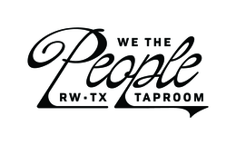 the drawing features the following words, letters, and punctuation:'we the''people''rw·tx' (geographical identifier, subject to change)'taproom'all three elements 'we the,' 'rw·tx,' and 'taproom' appear in a modern sans-serif font, while 'people' is prese