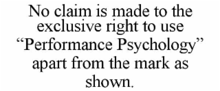no claim is made to the exclusive right to use “performance psychology” apart from the mark as shown.
