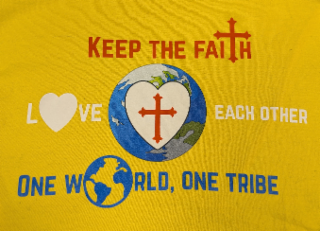 keep the faith love each other one world, one tribe