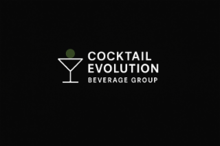 cocktail evolution beverage group, martini glass as a vector , green circle on top.