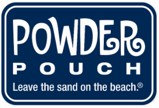 powder pouch leave the sand on the beach.