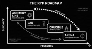 guidance assembly line mechancs zone comfort zone if 100 easy the ryp roadmap lab calibration pressure crucible transfer zone arena performance zone danger zone failure point amateur skill band pro skill band