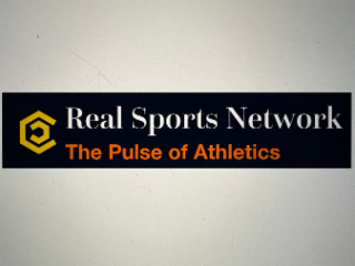 real sports network, the pulse of athletics, symbol to the left of the text comprising a backward, segmented letter c within a standard, larger, segmented letter c.