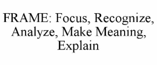 frame: focus, recognize, analyze, make meaning, explain