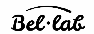 the mark consists of the stylized wording "bel lab" in a cursive script font with a dot between the two words, and a curved arc design element positioned above the text.