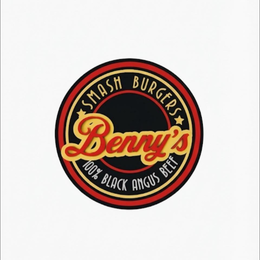 100% black angus beef smash burgers benny's